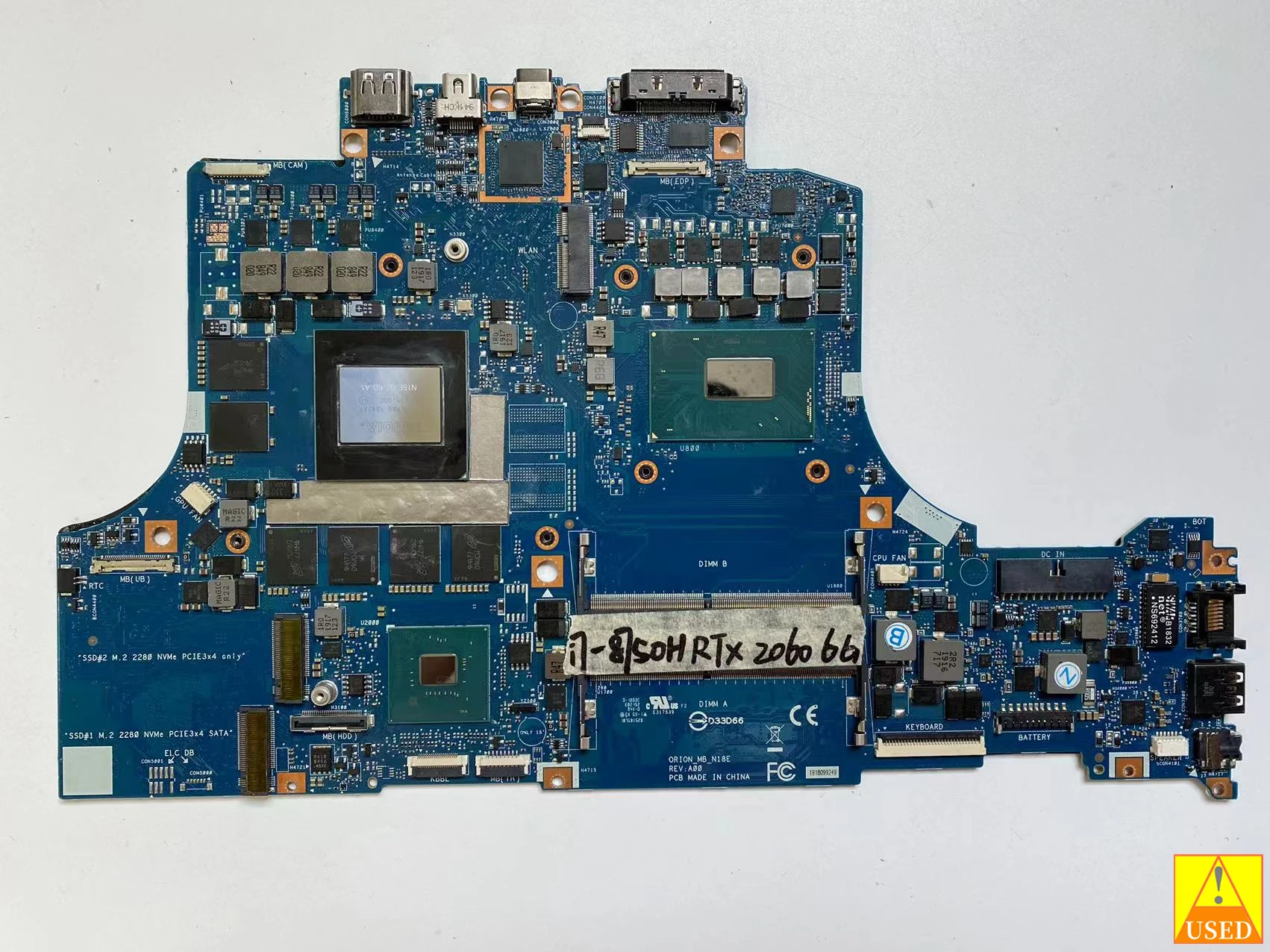 

USED Laptop Motherboard 0RI0N-MB-N18E For DELL Alienware m15/m17 I7-8750H RTX2060 6GB Fully Tested and Works Perfectly