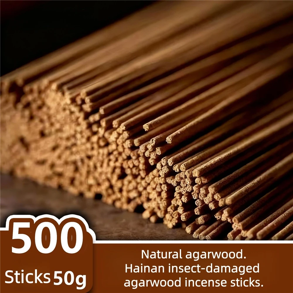 

50g Natural Hainan Insect-Damaged Agarwood Incense Sticks,10cm Length,Sleep-Enhancing&Reading Companion Incense,Oud Incense