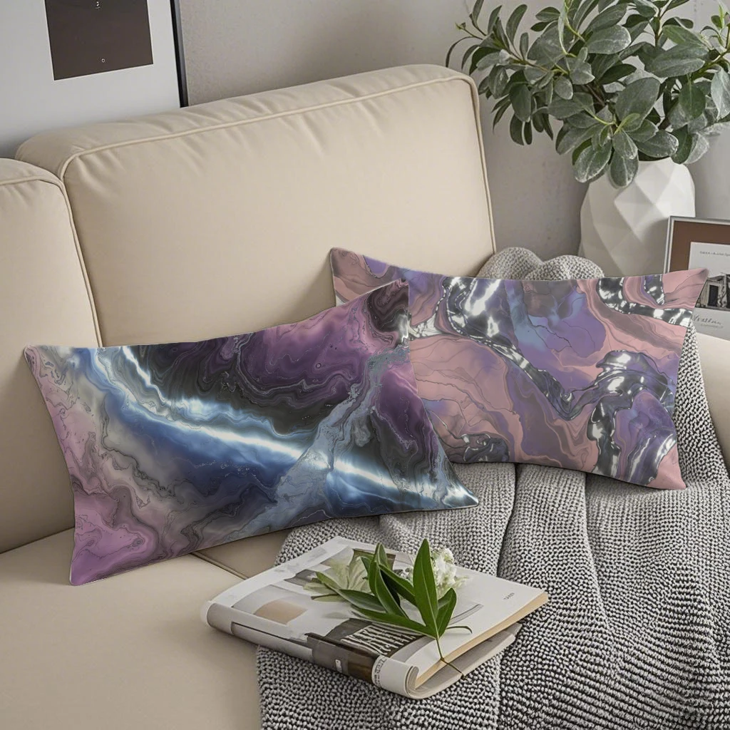 Marbled Purple Abstract Pillow Covers Suitable For Sofa Bedroom Car Pillow Cover Cushion Rectangular Back Cushion