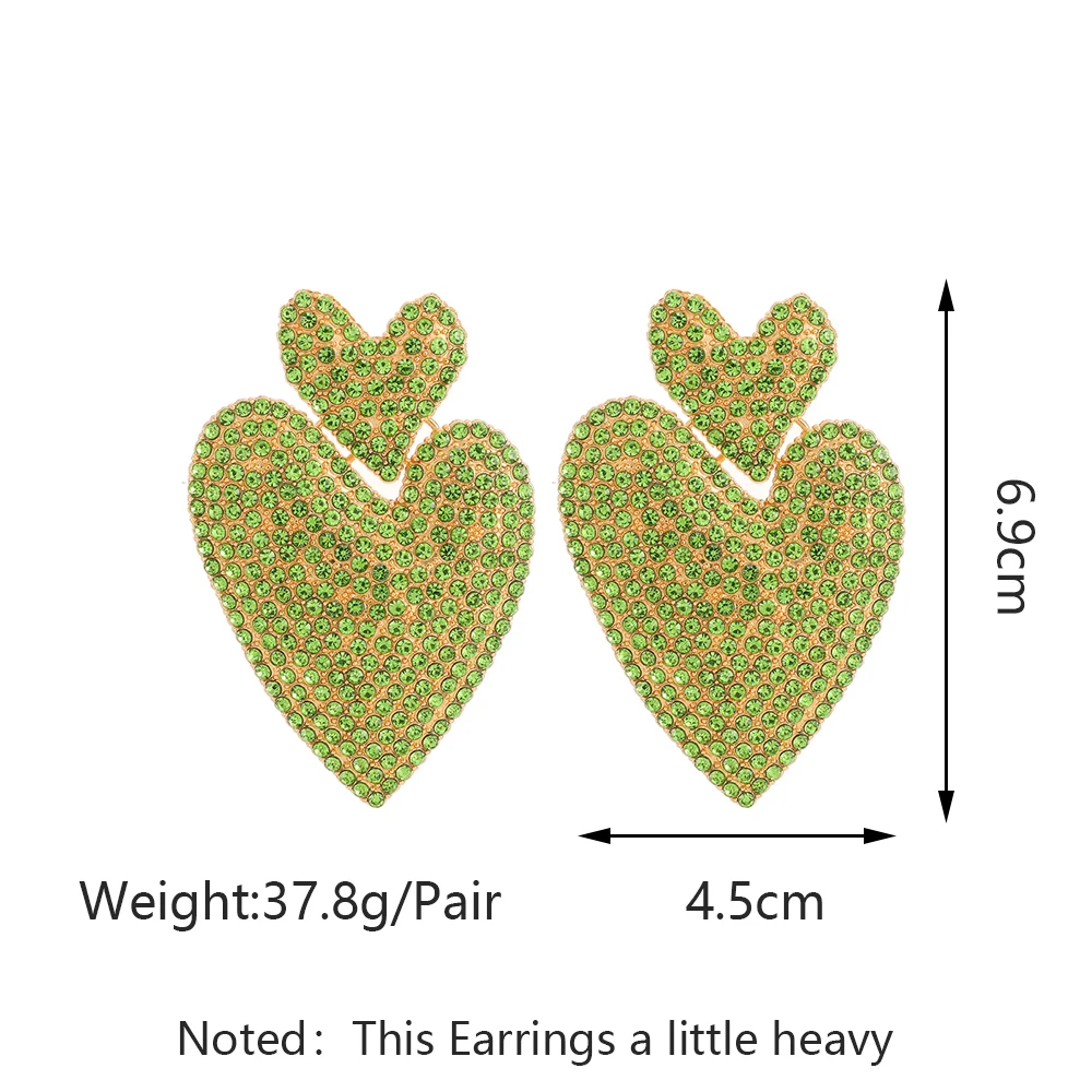Gorgeous Crystal Double Heart Design Dangle Earrings For Women Luxury Elegant Romantic Jewelry Valentine Ear Accessories Gifts