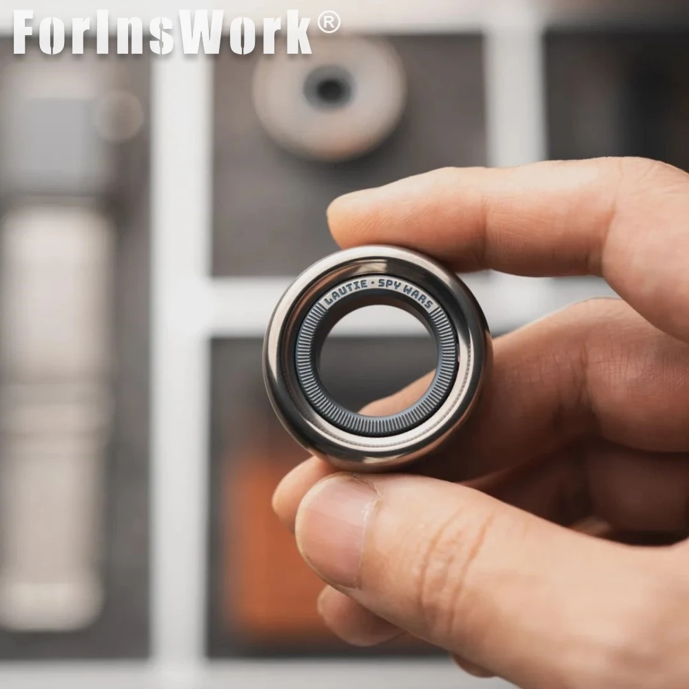 LAUTIE NEW Mechanic-C Titanium Alloy-Blue Fidget Ring Adjustable Magnetic Settings Spy Wars Series Anxiety Toy Fingertips Toy
