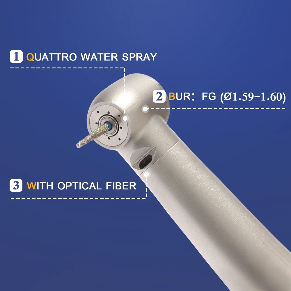 Tandheelkundige Luchtturbine Handpiece Kit Standaardkop 4 Gaten N-Type Led Snelkoppeling Handstuk Set AI-X600L-NCL4