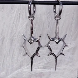 Goth Thorn Heart Earrings Korean Fashion Cross Earrings for Women Punk Charms Earring Grunge Jewelry Hip Hop Vintage Accessories