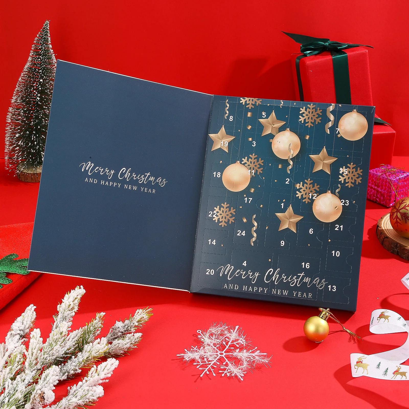 جديد هدية عيد الميلاد العد التنازلي التقويم مجيء المجوهرات صندوق أعمى أقراط قلادة سوار هدية صندوق الحلي عيد الميلاد اليد #3