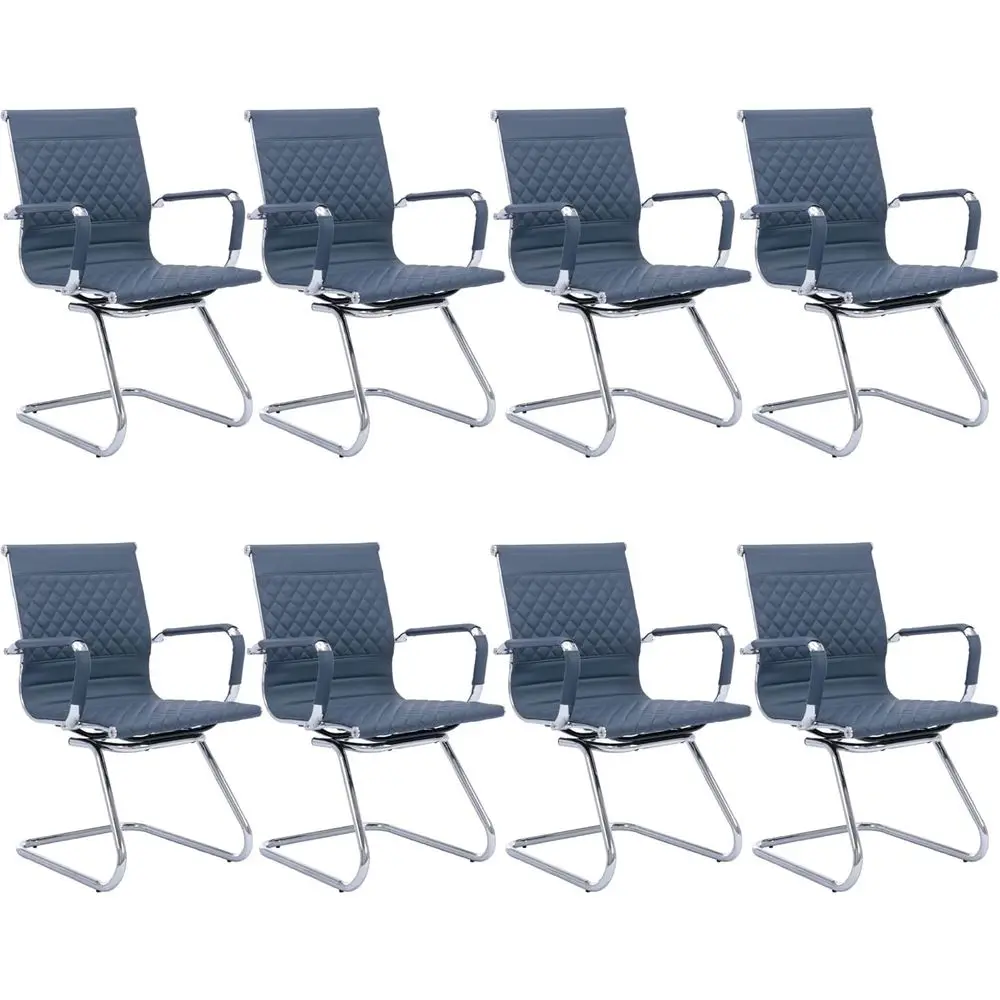 

Комплект из 8 конференц-кресел из темно-синей искусственной кожи для зон ожидания и переговорных комнат