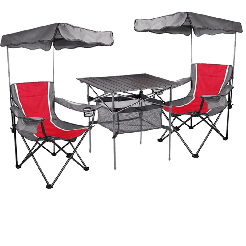 

Outdoor leisure folding sunshade tables and chairs, beach tables and chairs three-piece set, crew sunshade chairs, sunshade fish