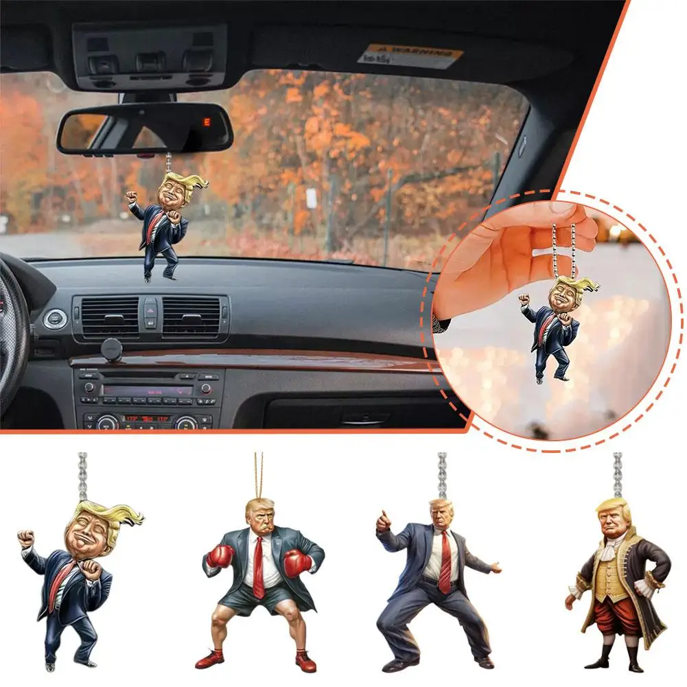 American Election Auto Interior Decoration Acrylic Flat Pendant Key Backpack Pendant Rearview Mirror Chain Car Chain Interi B4J6