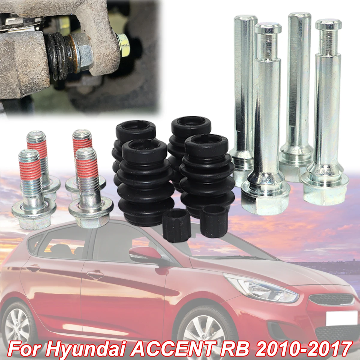 Car Brake Caliper Cylinder Slider Guide Pin Bushing Boot Seal Repair Kit For Hyundai ACCENT RB 2010-2016 2017 Replacement Parts