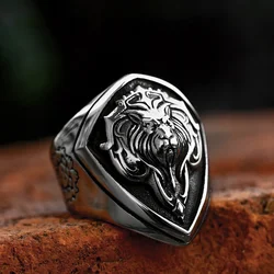 New Punk Stainless Steel Lion Head Ring for Men Boys Unique Hip Hop Biker Rings Fashion Amulet Jewelry Gift Wholesale