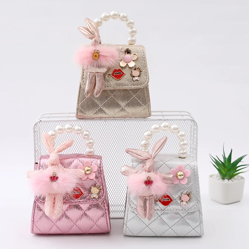 Borsa da ragazza portafoglio e borsa per bambini rosa borsa a tracolla classica senza cerniera per ragazze con perline moda nuovo prodotto applique