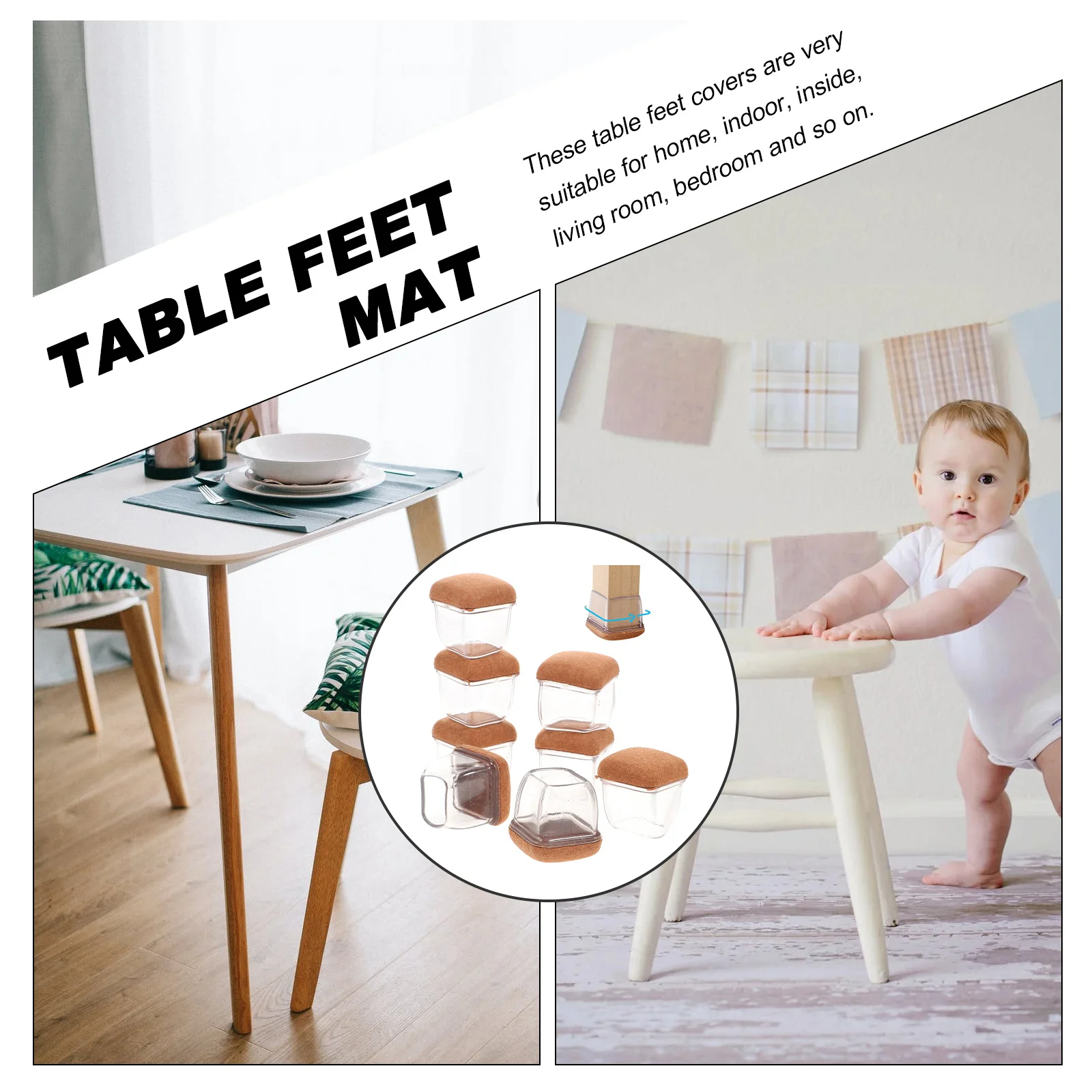 

8Pcs Chair Leg Covers Non-Slip Furniture Feet Pads Protect Floors from Scratches Fit All Chair Types Quick Installation