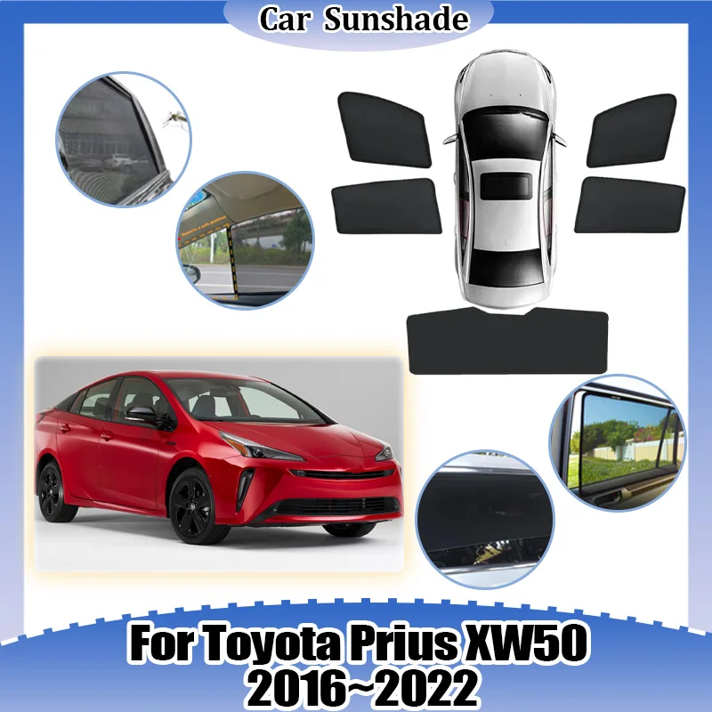 

Сетчатая солнцезащитная шторка для автомобиля Toyota Prius XW50 MK4 2016~2022, защита от УФ-излучения, теплоизоляция, шторка для конфиденциальности, автоаксессуары
