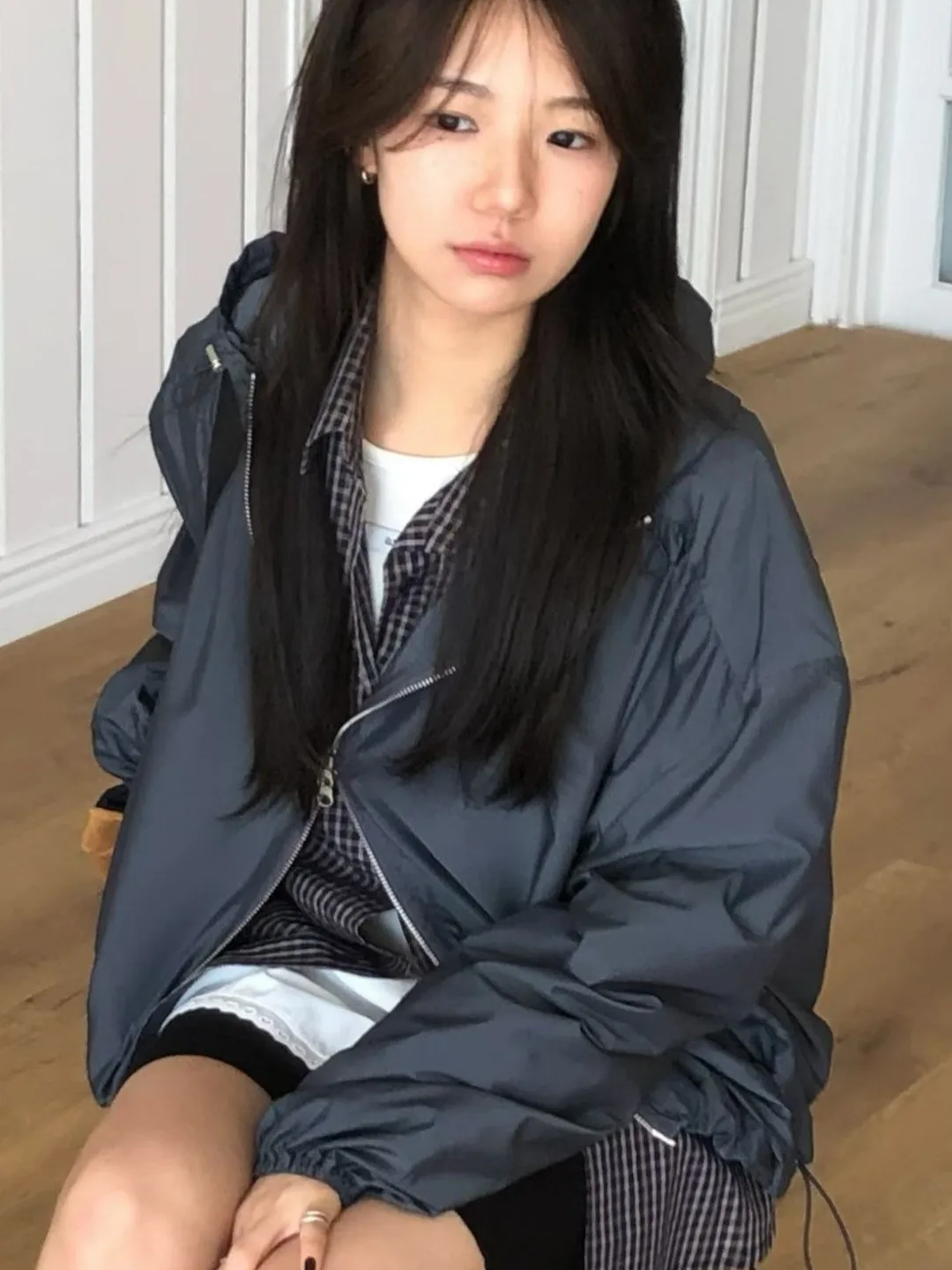 

Faionable Chic Women's Hooded Jaet Versatile Sli Autumn Design Sensation Agel Outerwear Mid-Length Other Material