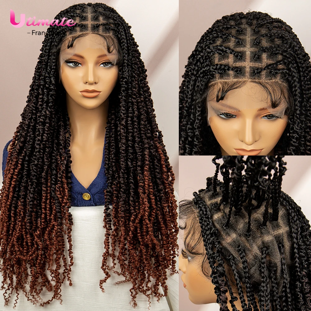 30 Inches Full Lace Synthetic Box Braided Wigs for Black Women Dreadlocks Braids Corchet Locs Braiding Hair Knotless Lace Wig