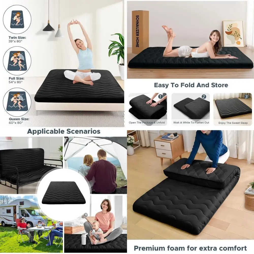 Colchoneta Japonesa de Tatami, 100% de Alta Densidad, Cómoda, 4 Pulgadas de Grosor, Plegable, Ideal para Comodidad y Soporte