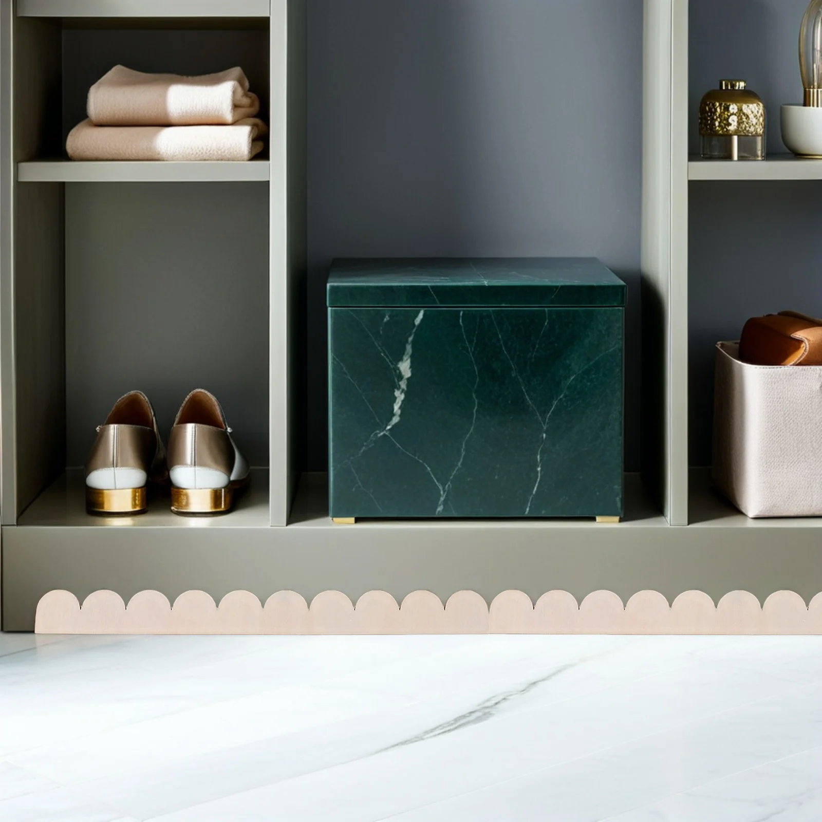 

20Pcs Scalloped Wood Edging Trim Unfinished for Cabinet Door Wall Shelf Frame Window DIY Decorative Border Strips Molding