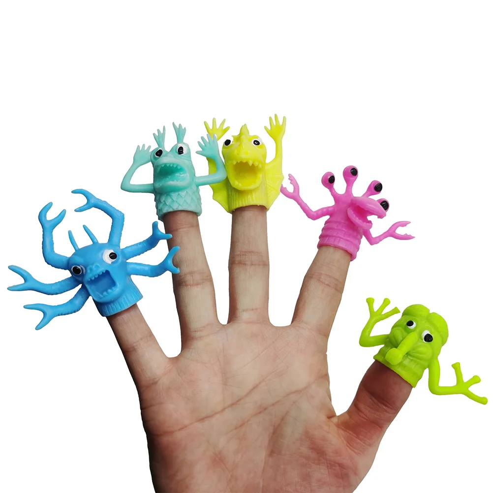 10pcs Monster Finger Puppets Colourful TPR Scary Alien Story Telling Puppets Hand Toys Halloween Educational Toys