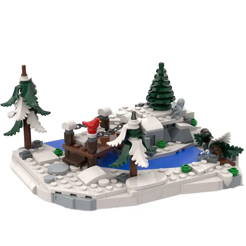 

1125 шт. MOC строительные блоки речная часовня зимняя деревня вид на улицу креативная модель кирпичи игрушки для детей и взрослых рождественские подарки