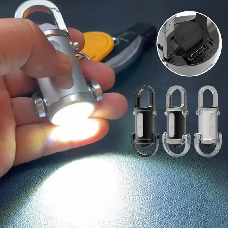 Keychain Flashlight Portable Rechargeable Pocket Lights Rechargeable Compact Pocket Light Waterproof Portable Key Ring Light for