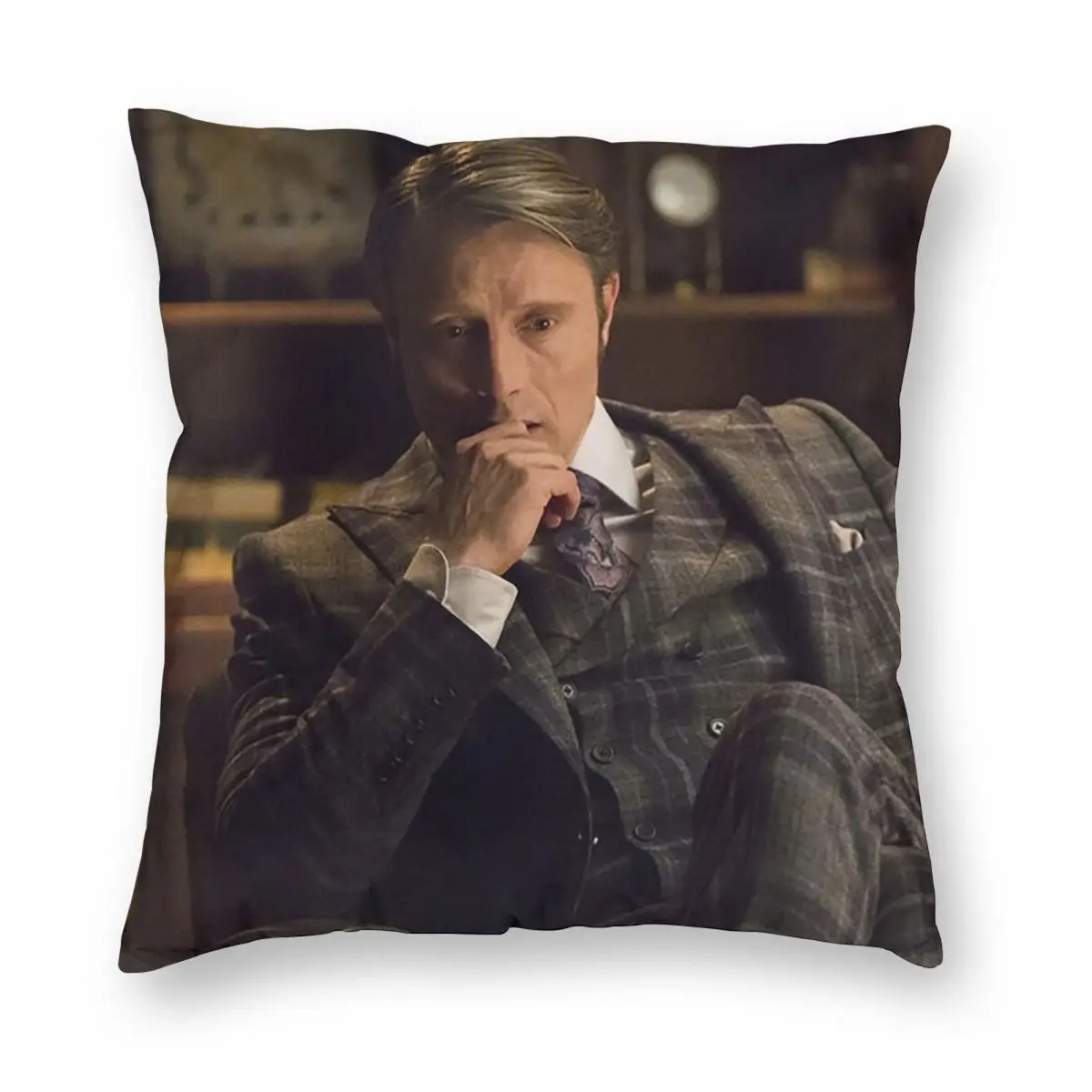 Mads Mikkelsen Hannibal Lecter (Hannibal TV) (3) Square Pillowcase Pillow Cover Cushion Throw Pillow for Home Sofa Living Room