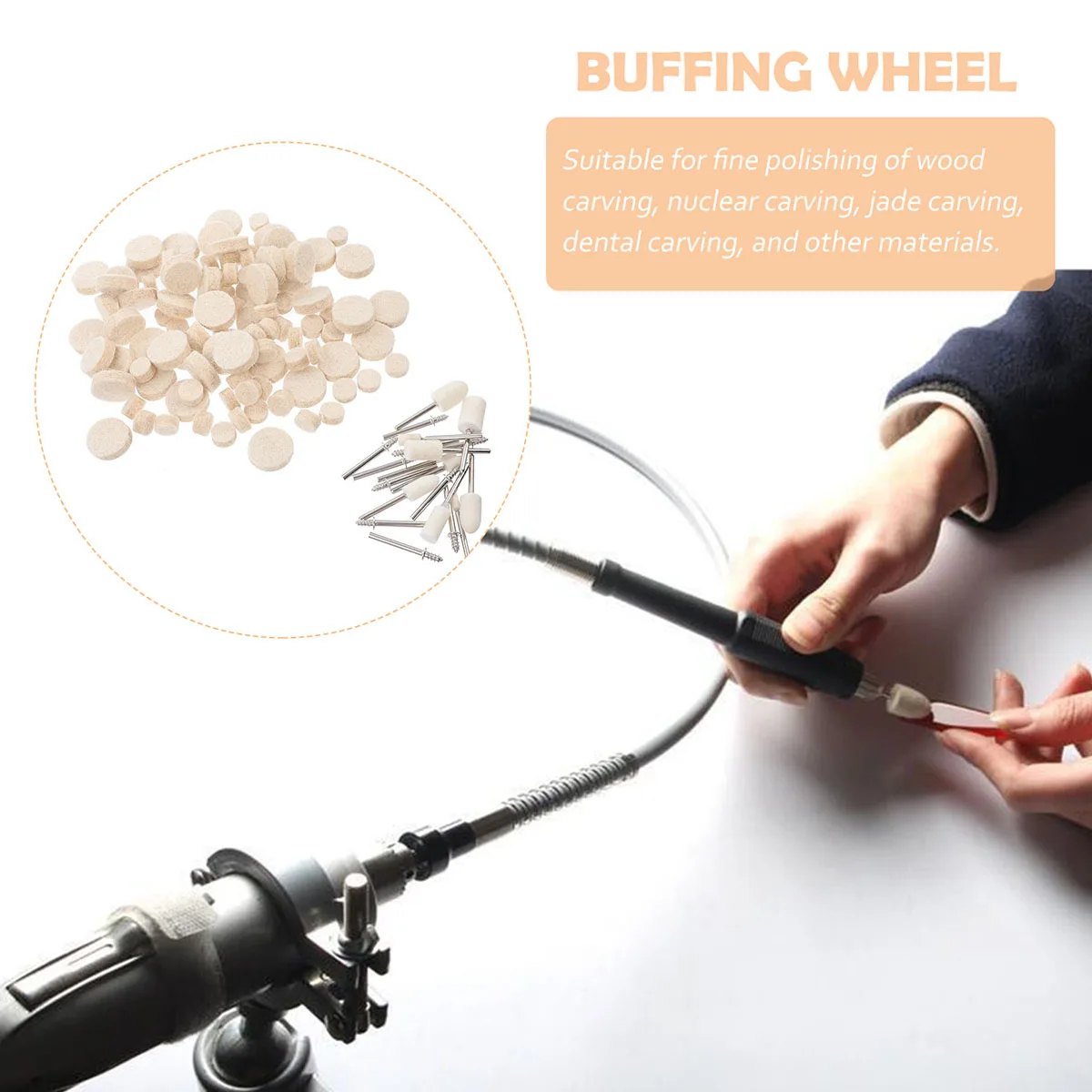 

1Set Wool Grinding Tools Kit Felt Buffing Wheels Polishing Accessories High Efficiency Rotary Tool for Metal Plastic Jewelry