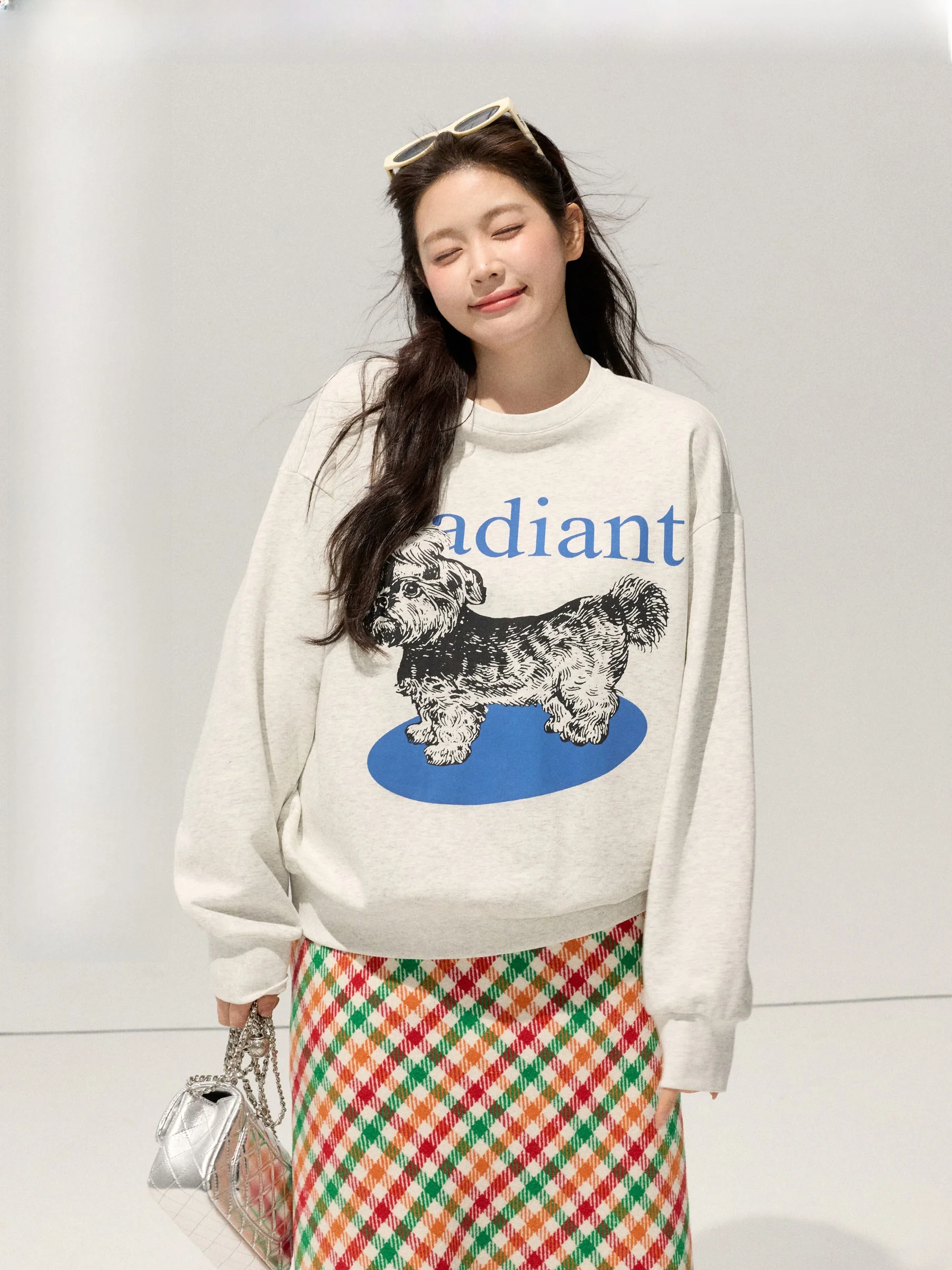 

Свободный длинный свитер с круглым вырезом и принтом, повседневный, из смесового хлопка и полиэстера, удобный женский топ больших размеров