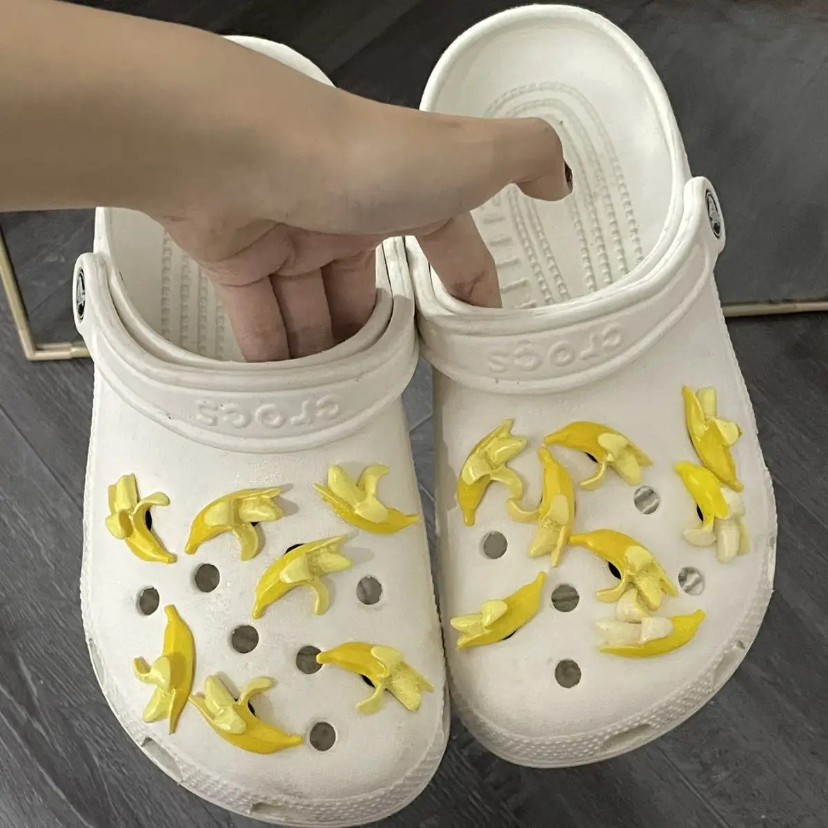 

Charms for Crocs DIY Bananas Shapes Cute Croc Charms Designer 2022 New Hot Accessories Lovely Adornment for Clogs Sandals Gift