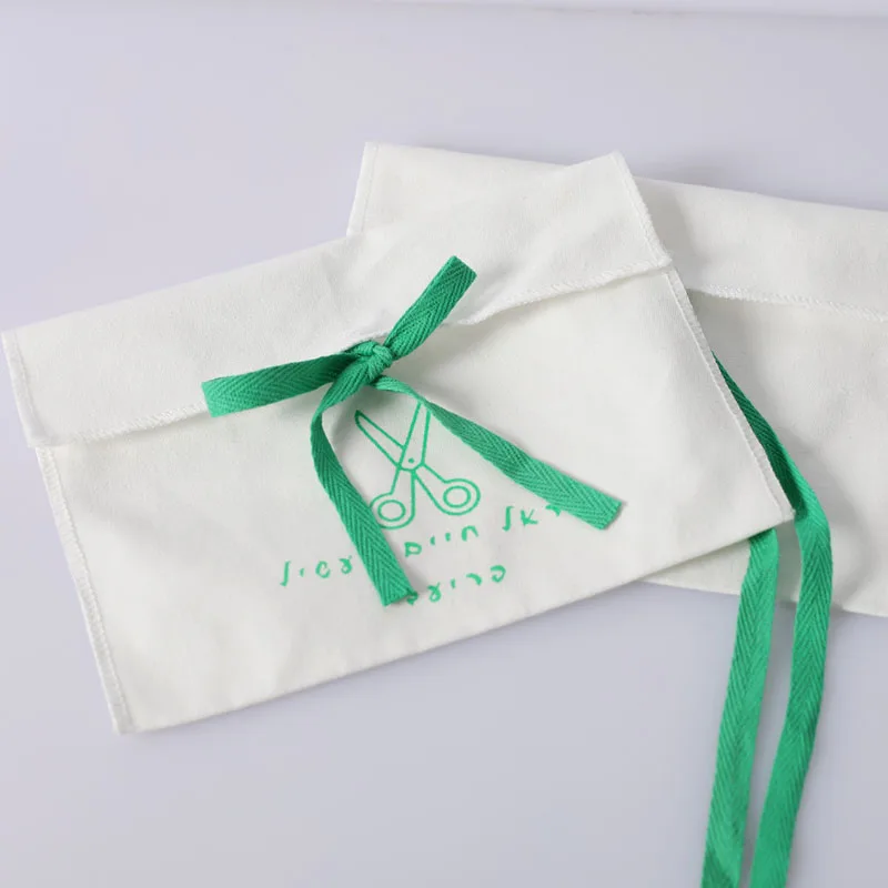 Imagem -03 - Bolsas de Presente de Envelope de Algodão Bolsa de Poeira de Fita Verde Logotipo Personalizado Bolsas de Jóias Flap 10x8cm 12x12cm 18x13cm 20x15cm 8oz