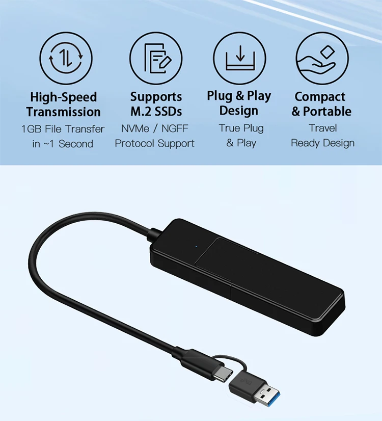 

M. 2 USB/Type-C to NVMe/NGFF SSD Solid State Mobile Hard Drive Box Adapter Cable
