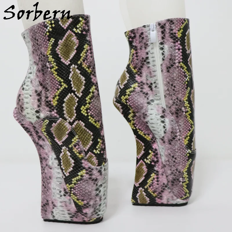 Sorbern الملونة بيثون أحذية الباليه للنساء Heelless زمم الجوارب القصيرة الوثن Sm التمهيد مخصص متعدد الألوان #5