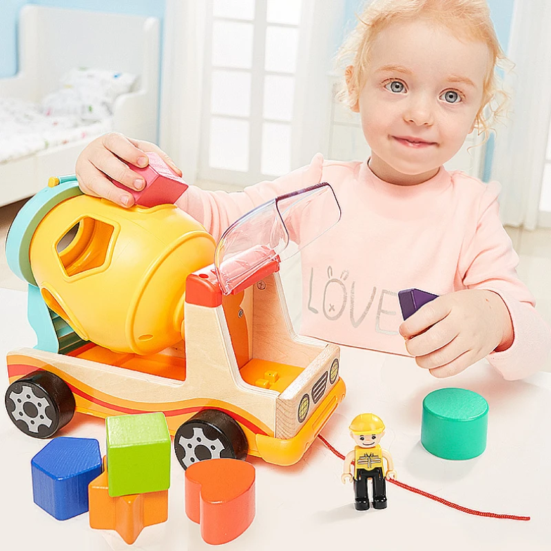 Puzzle Smontaggio Dado Veicolo da costruzione Montessori Giocattoli educativi in legno Giocattolo sensoriale Blocchi di costruzione Accessori Giocattoli matematici