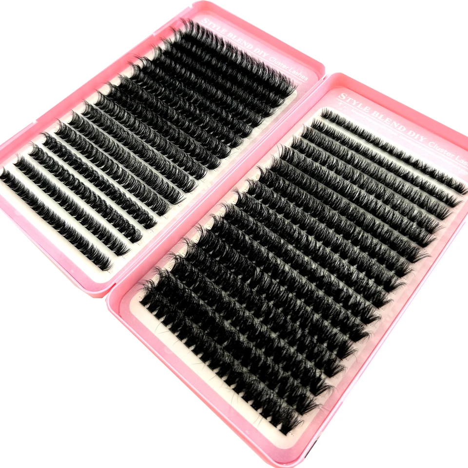 Kit de extensión de pestañas 60D/80D/100D, 640 racimos, 5D esponjosos y gruesos, bandeja mixta de volumen, imitación visón 2