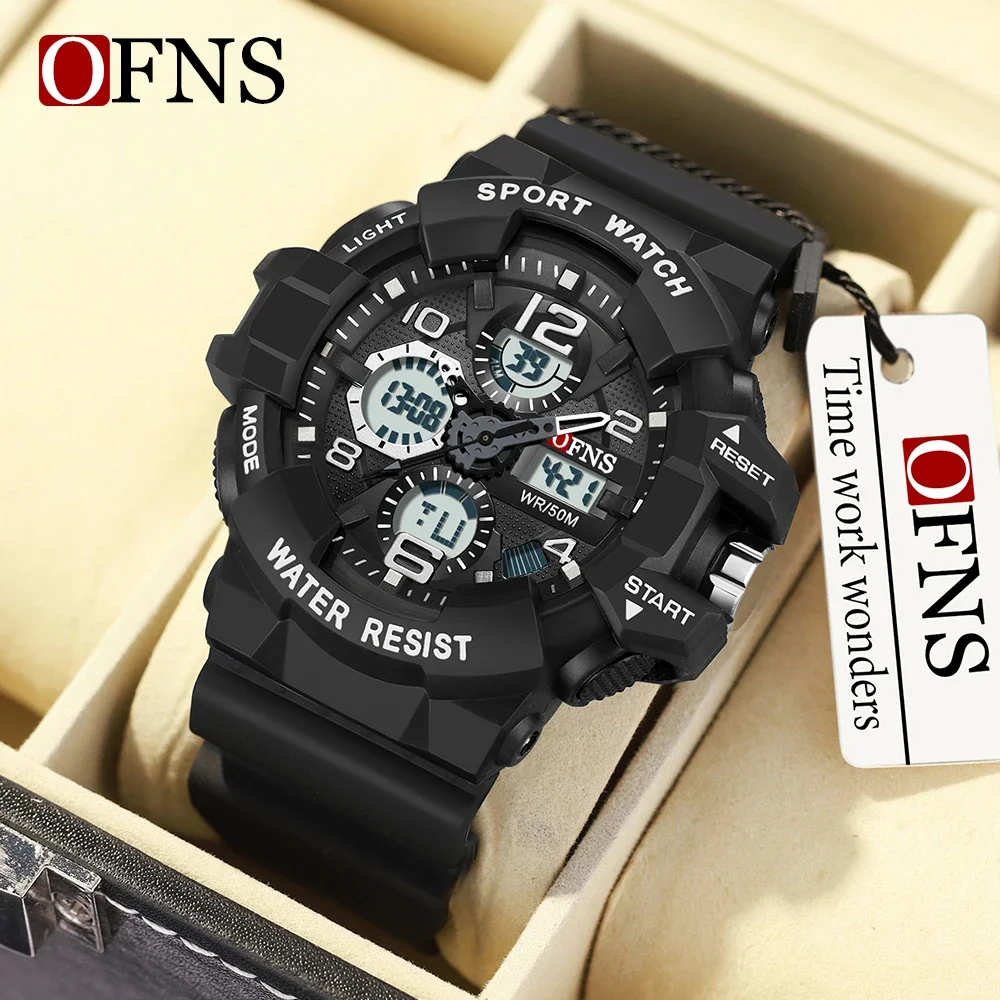 

OFNS Brand 3168 Top Class Men's Military Multi functional Watch Weekly Sports Band LED Digital 50M Waterproof Watch Men's Watch