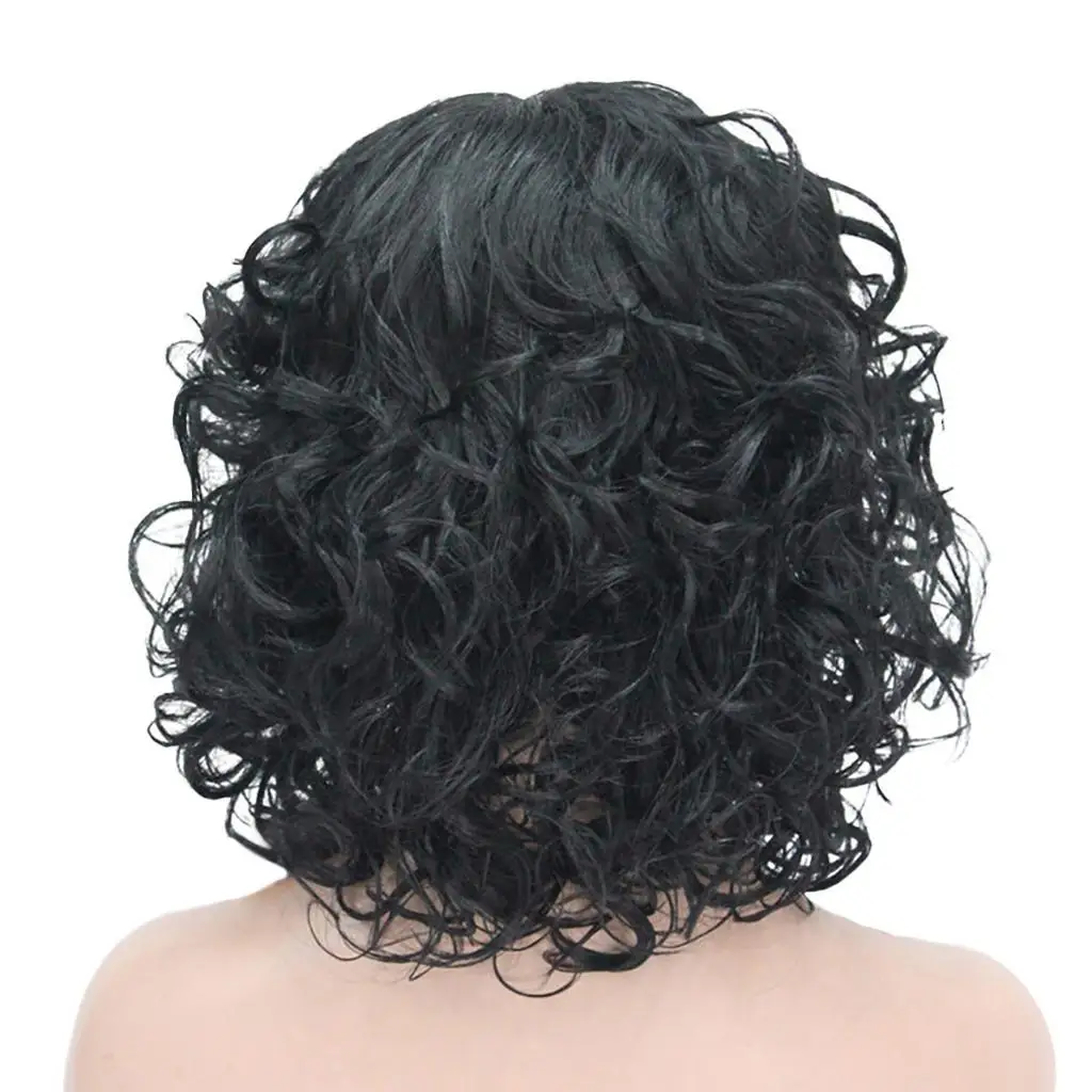 Perucas de cabelo sintético feminino preto para festa e fantasia de uso diário