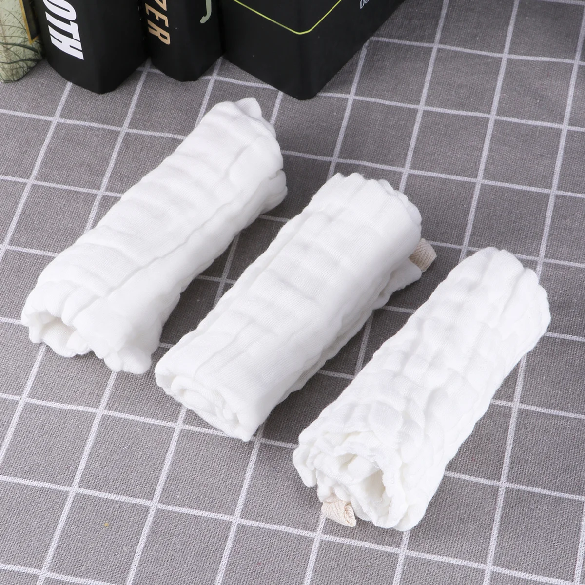 4개입 6겹 순면 거즈 트림 천, 매우 부드럽고 흡수력 좋으며 빠르게 건조되는 세탁된 아기 세면타월 (신생아용)