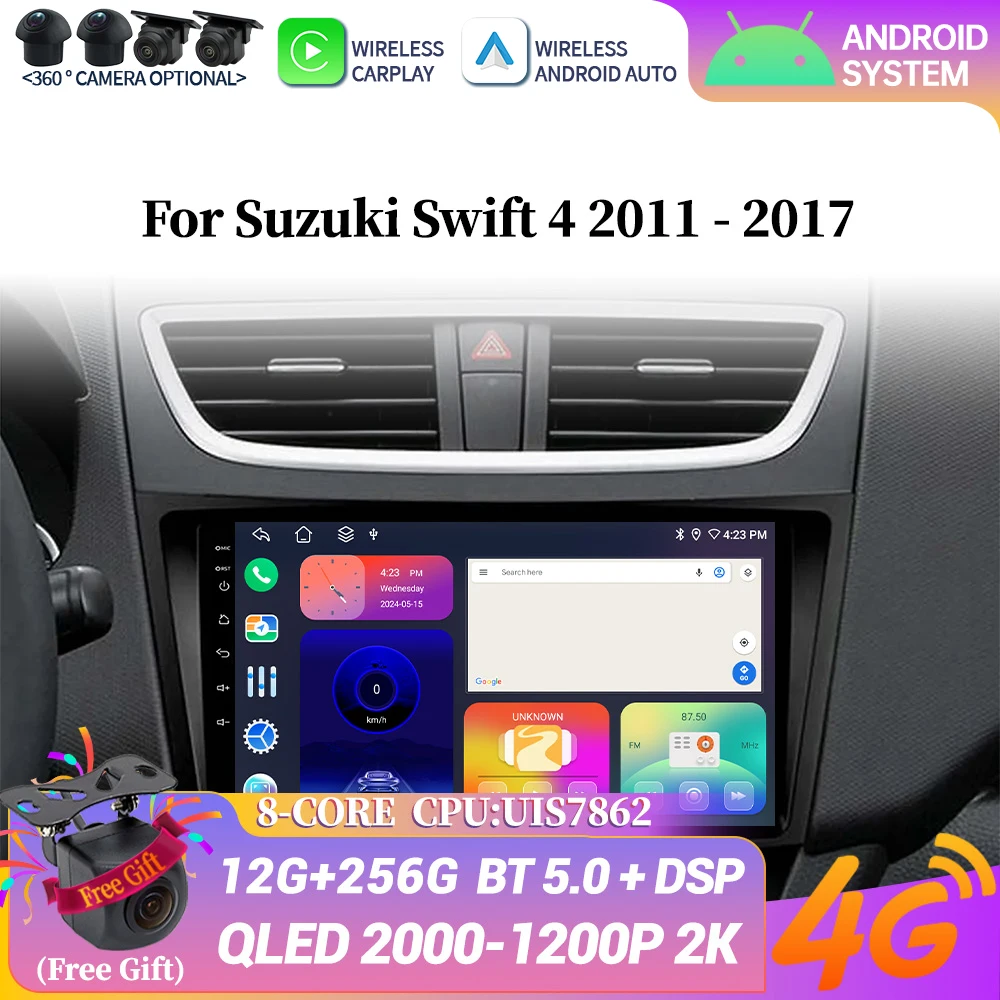 

Car Radio Android 14 Multimedia Navigation For Suzuki Swift 4 2011-2017 Wireless Bluetooth Carplay Stereo Touch Head Unit Screen