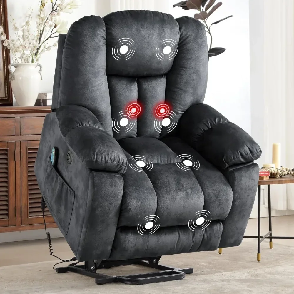 Large Power Lift Recliner Chair with Massage, Heat and USB for Elderly, Heavy Duty and Safety Reclining Mechanism