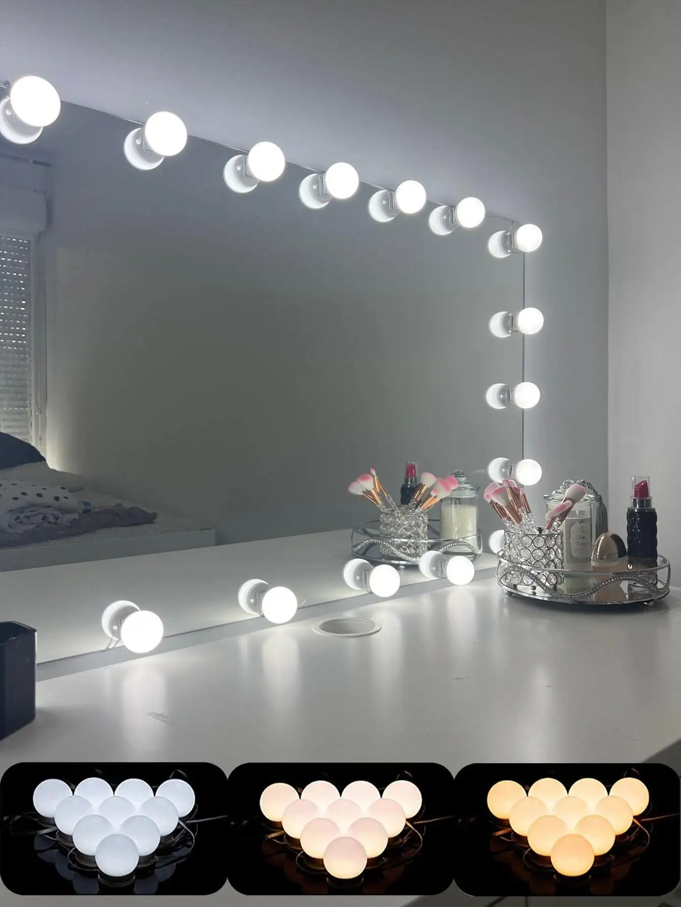 A Multi-Size Usb Three Tone Makeup Led Light For Mirror With Adjustable Brightness And Color Temperature, Rotatable Hair Clipper