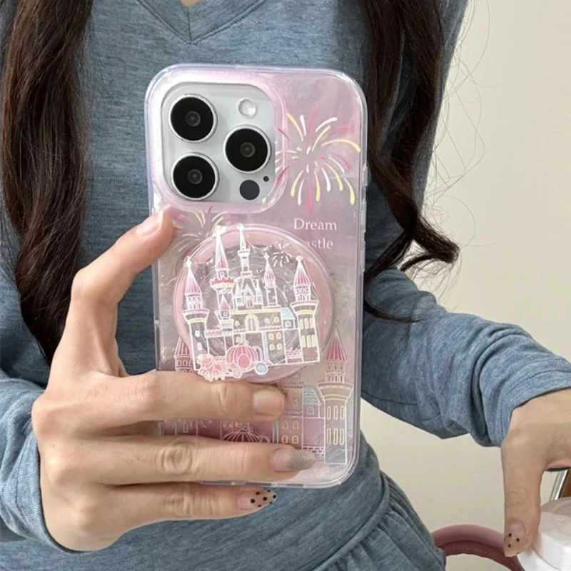 Support De Téléphone Avec Poignée De Château De Dessin Animé Coréen, Support Universel Pour IPhone 17 17 15 Samsung