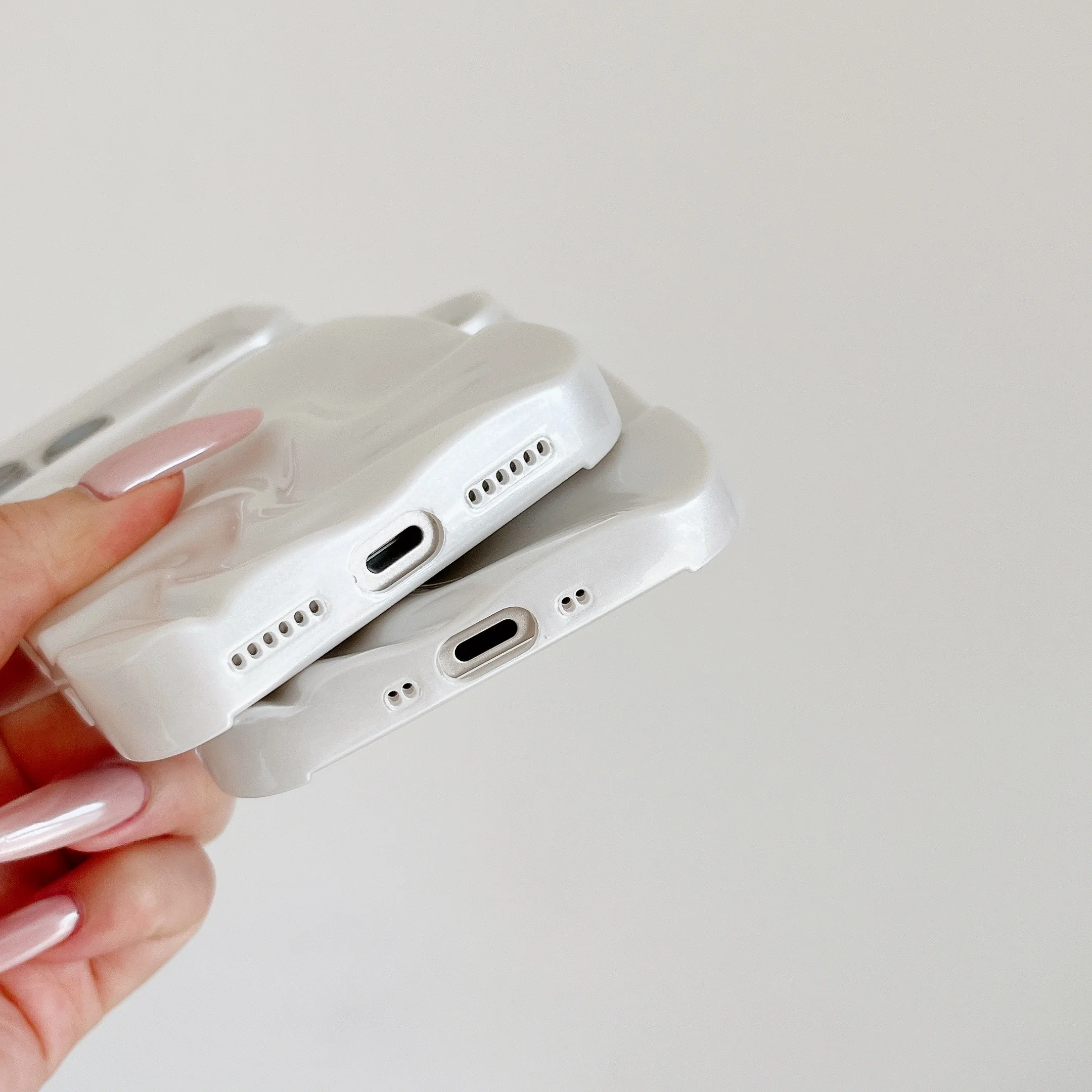 Stilvolle 3D-Wellen-Handyhülle mit glänzendem, pinkfarbenem Rückenteil für iPhone Air 11 12 13 14 15 17 18 Pro Max – Detail 22