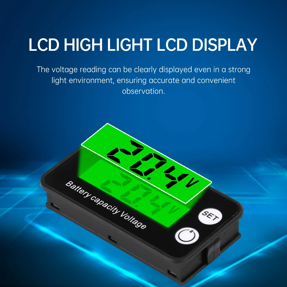 8-100V DC Battery Capacity Voltmeter Indicator for Lead-acid Lithium Batteries With Low-pressure Alarm Anti-reverse Connection