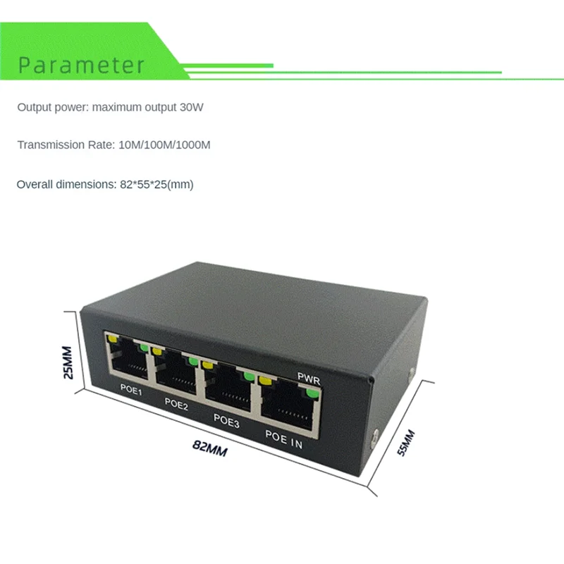 AK51-1 PCS 4 Port Gigabit POE Extender 100/1000M Network Switch Extender Black Metal For Poe Switch NVR IP Camera AP