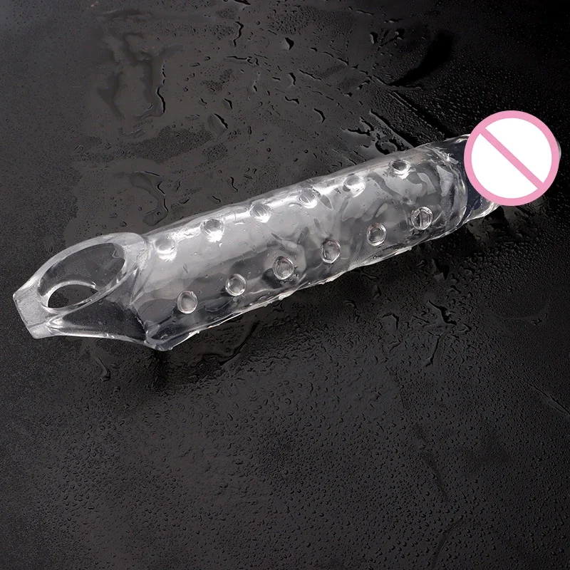 Transparent Penis Extender Sleeve Reusable Condoms Cock Rings Delay Ejaculation Penis Enlargement Nozzles Sex Toys For Men