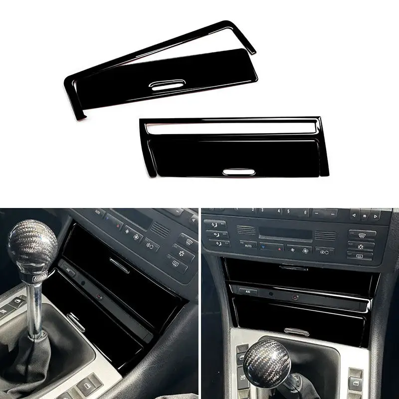 Auto Innen Klavier Schwarz Zigarette Leichter Panel Trim Abdeckung Weiche PVC Kunststoff 2 stücke Für BMW 3 Serie E46 1998 1999 2000 2001-2005