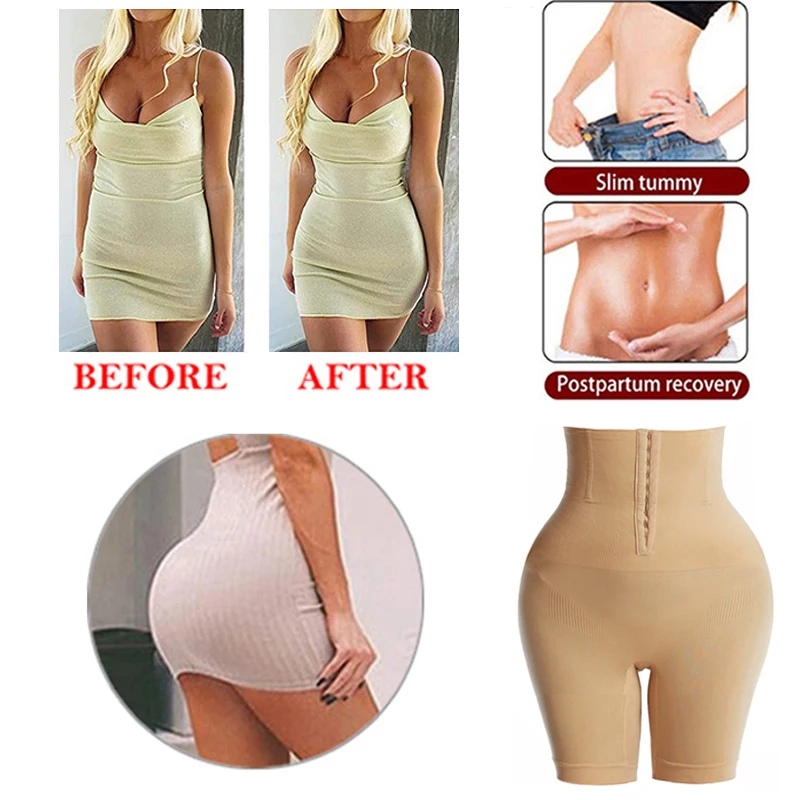 New Women Firm Tummy Control with Hook Butt Lifter Shapewear Panties High Waist Trainer Body Shaper Shorts Female Slimming fajas