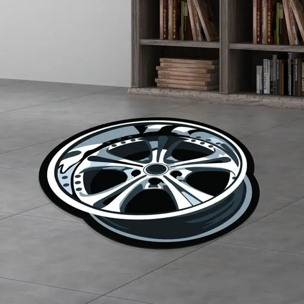 VIKAMA Creative Card Road Tyre Print Rug, Non-Slip & Dirt-Proof, Washable, For Water Cleaning Of Living Room Home Decor Carpet.