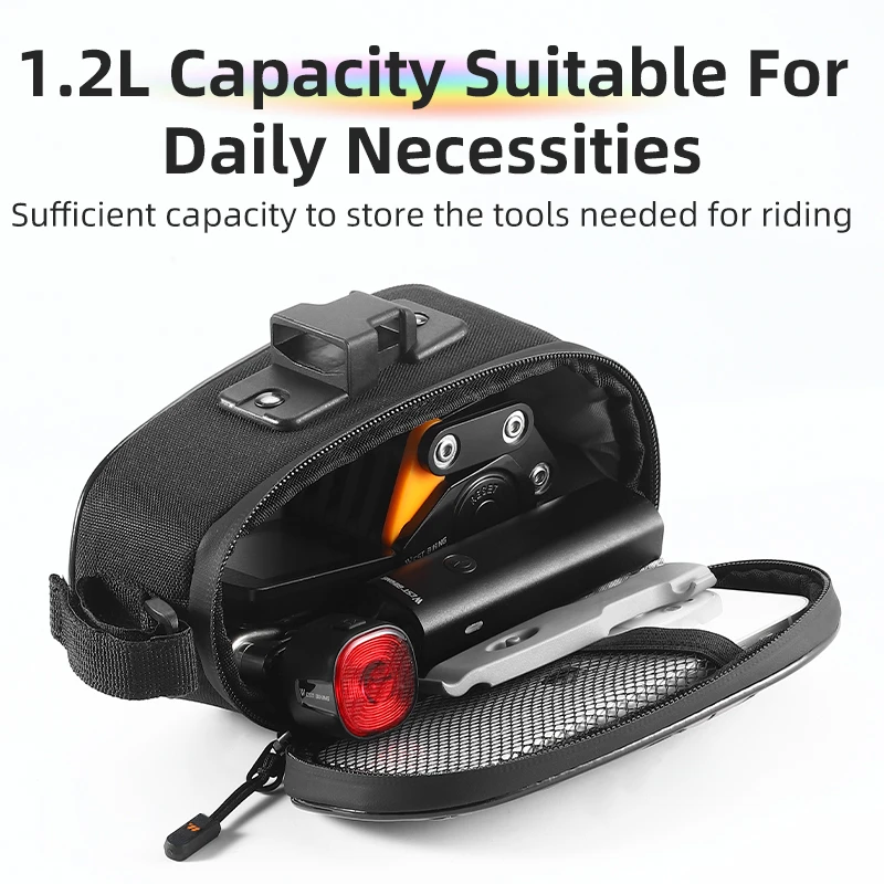 

Portable 3D Bicycle Tail Bag 1.2L Waterproof Ultra Light Reflective MTB Road Bicycle Bag Suitable for Rear Storage of Bicycles