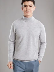 New Men's Base Model Turtleneck 100% Wool Sweaters Soft Yarn Solid Color Basic Pullovers Pure Wool Jumpers Winter Warm