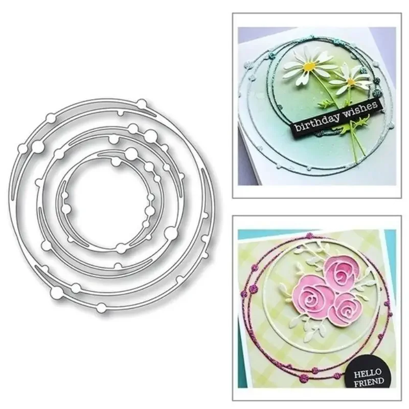 3d Spotty Line Circle Frame Metal Cutting Dies Stencils for Scrapbooking/photo Album Stamps Decorative Embossing Paper Craft