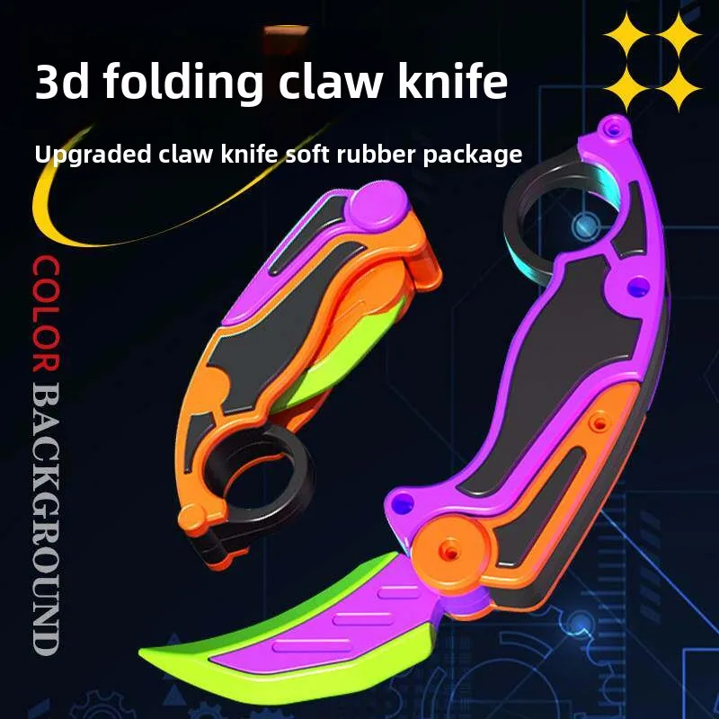 3D Printed Carrot Folding Claw Knife, Butterfly Knife, Gravity Knife, Rotating Decompression, and Anti Anxiety Toy for Boys